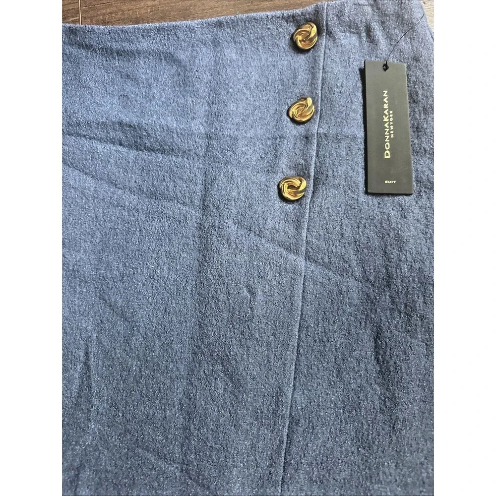 Donna Karan New York Women's Wool-Blend Trendy chic Dressy Pencil Skirt Blue 10